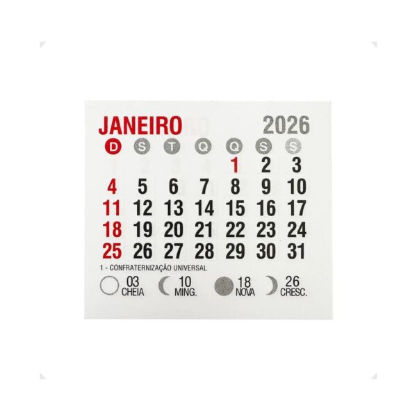 Mini calendário 2026 c/50 unid - Imagem 3