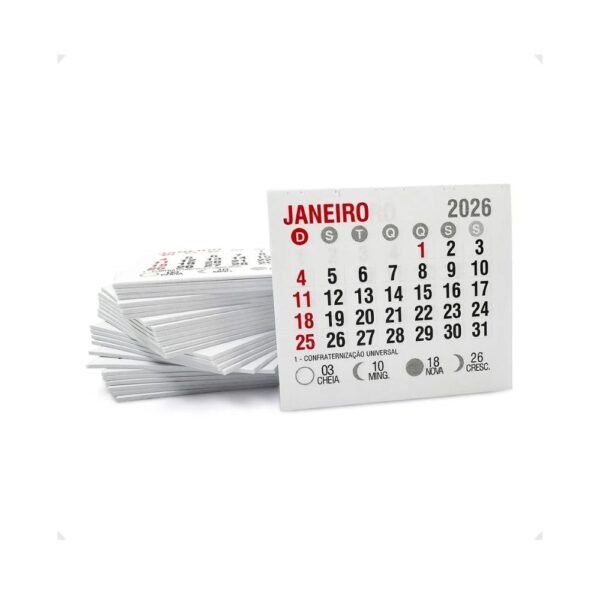 Mini calendário 2026 c/50 unid