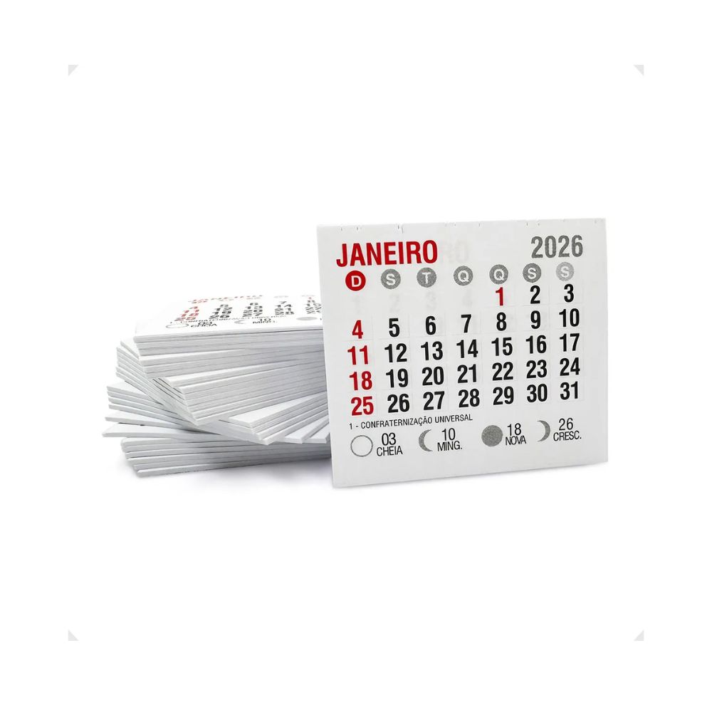 Mini calendário 2026 c/50 unid