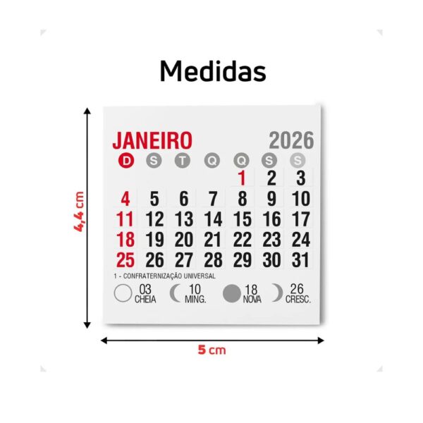 Mini calendário 2026 c/50 unid - Imagem 2