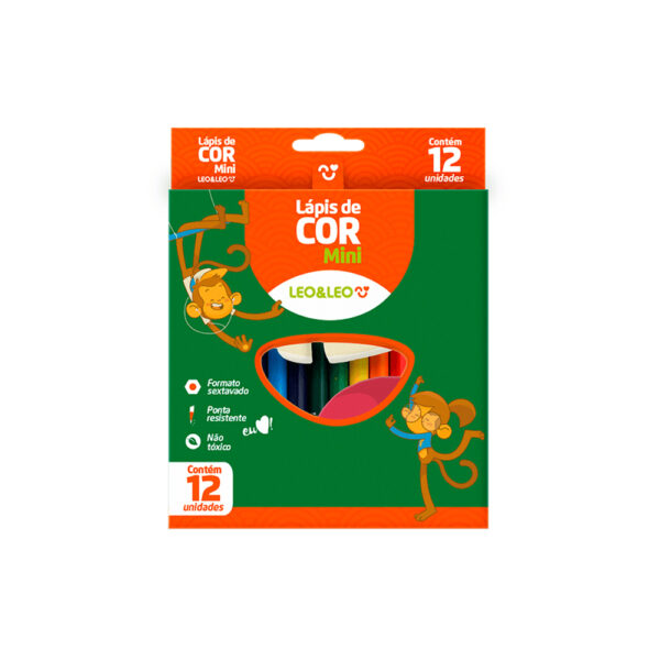 Mini Lápis de Cor 12 Cores Sextavado - Imagem 2