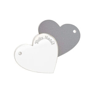 Espelho em Acrílico Coração Prata Feliz Natal